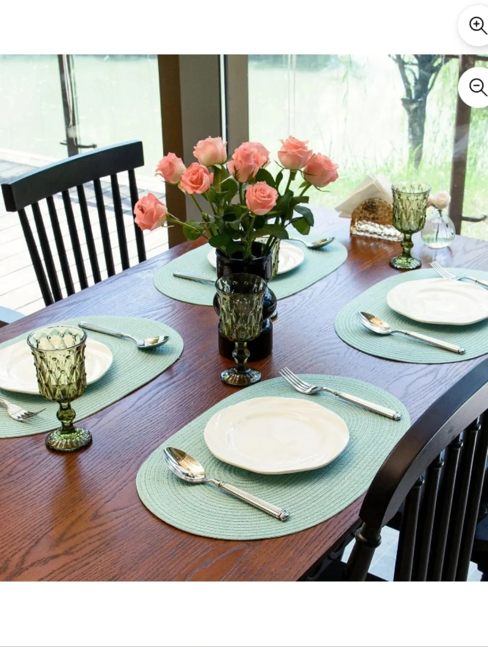 Woven Oval Placemat Set Of 6 in Sage Green - ⭐️NEW⭐️